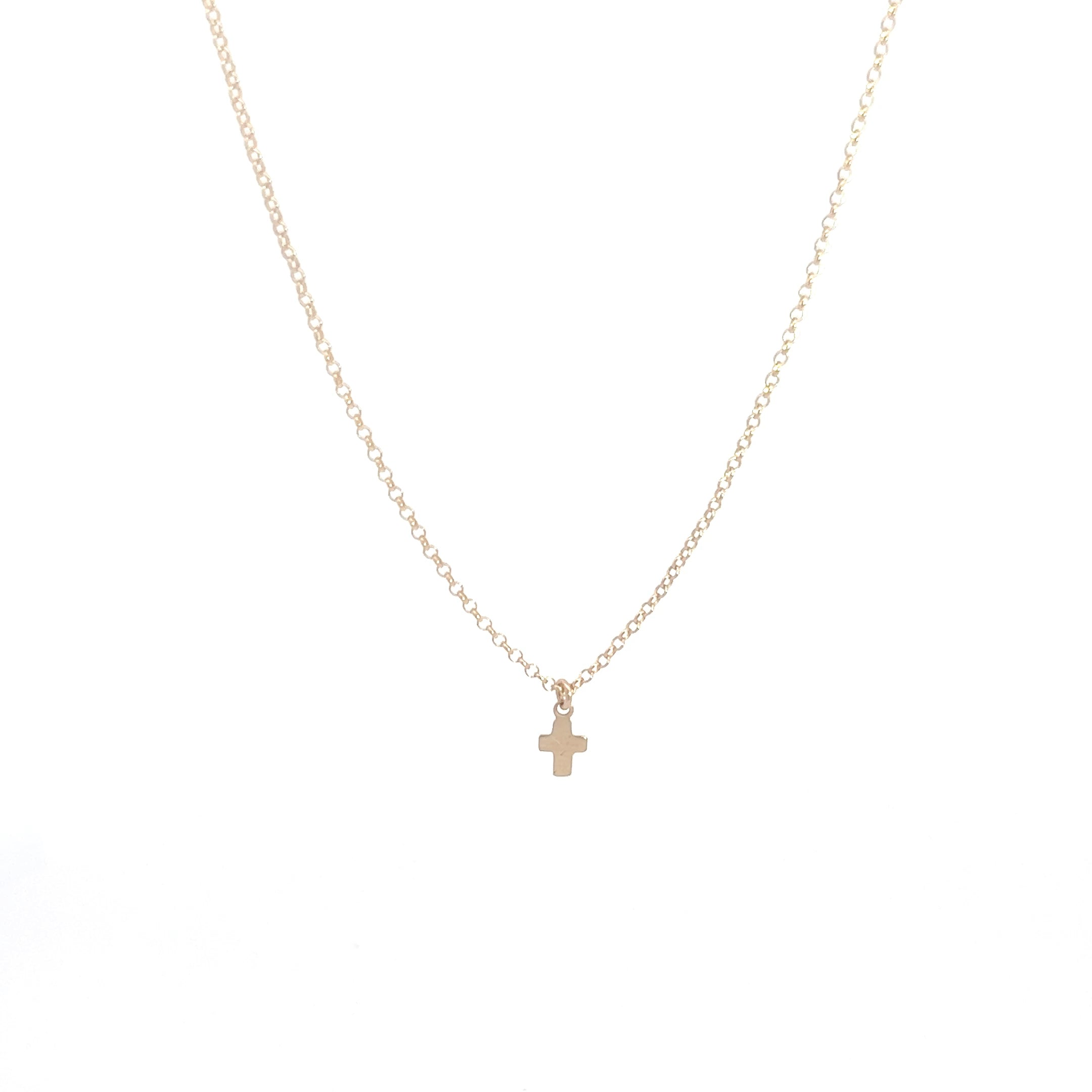 Tiny cross hot sale gold necklace