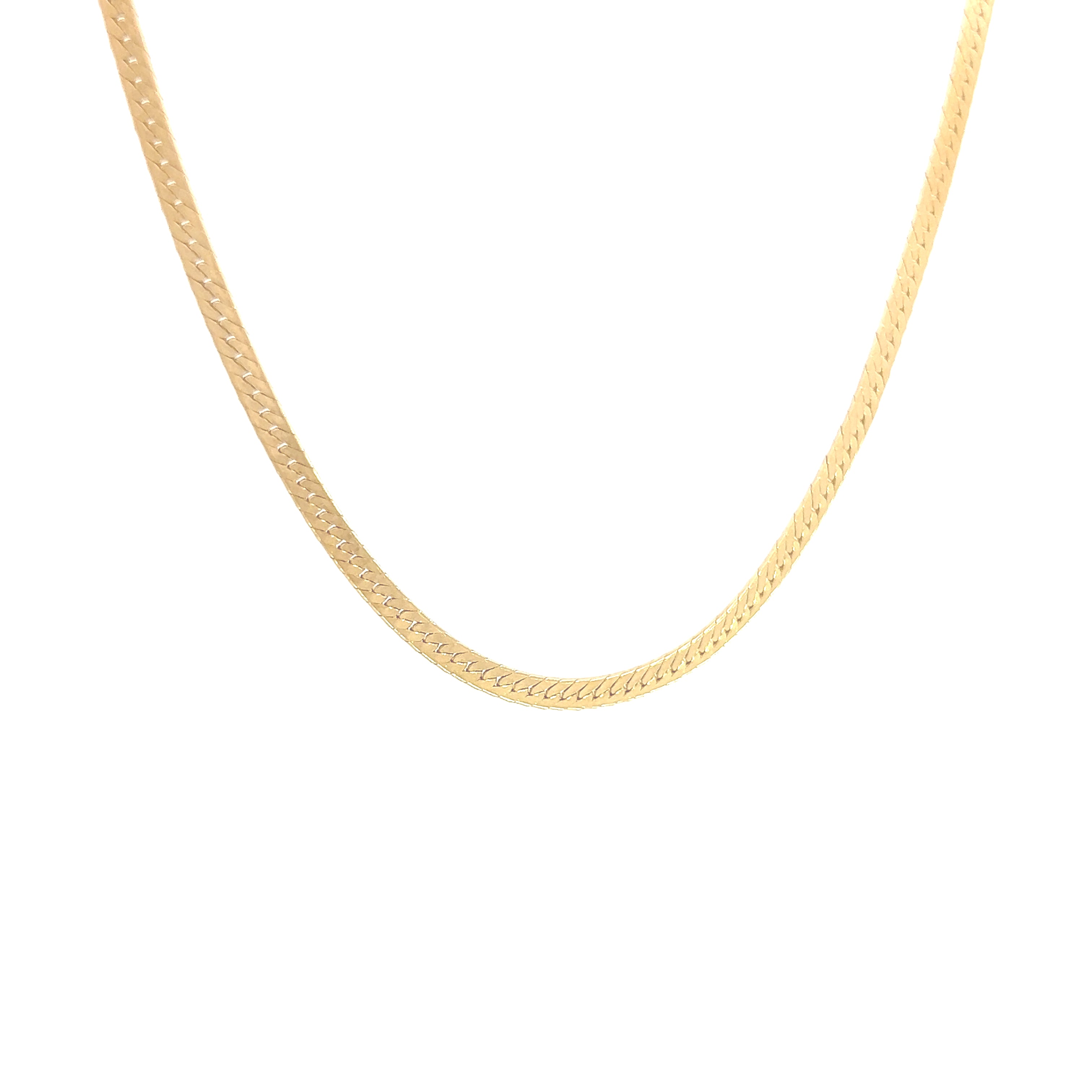 Yellow Gold Herringbone Chain Necklace 19 3/4